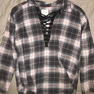 laced up flannel top